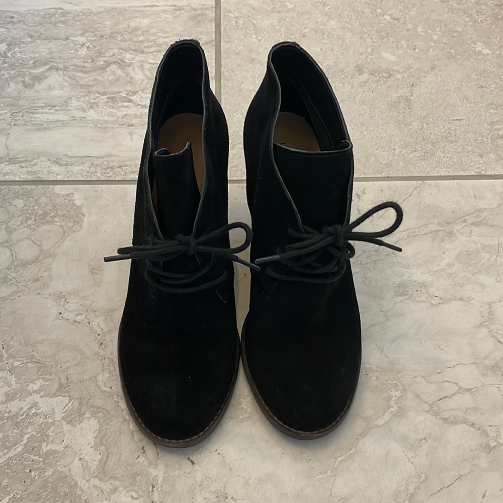 Lucky Brand Black Suede Wedge Booties - Picture 2 of 7
